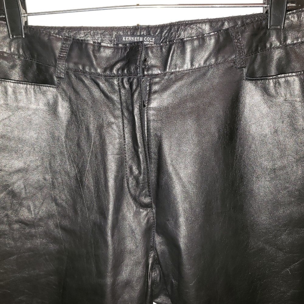 Kenneth Cole 5 pocket leather jeans.  Black. Size 12